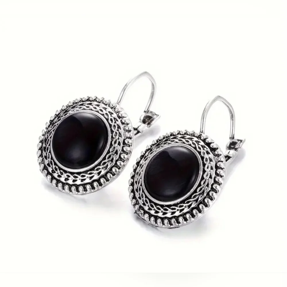 Vintage-Inspired Silver and Black Dangle Earrings